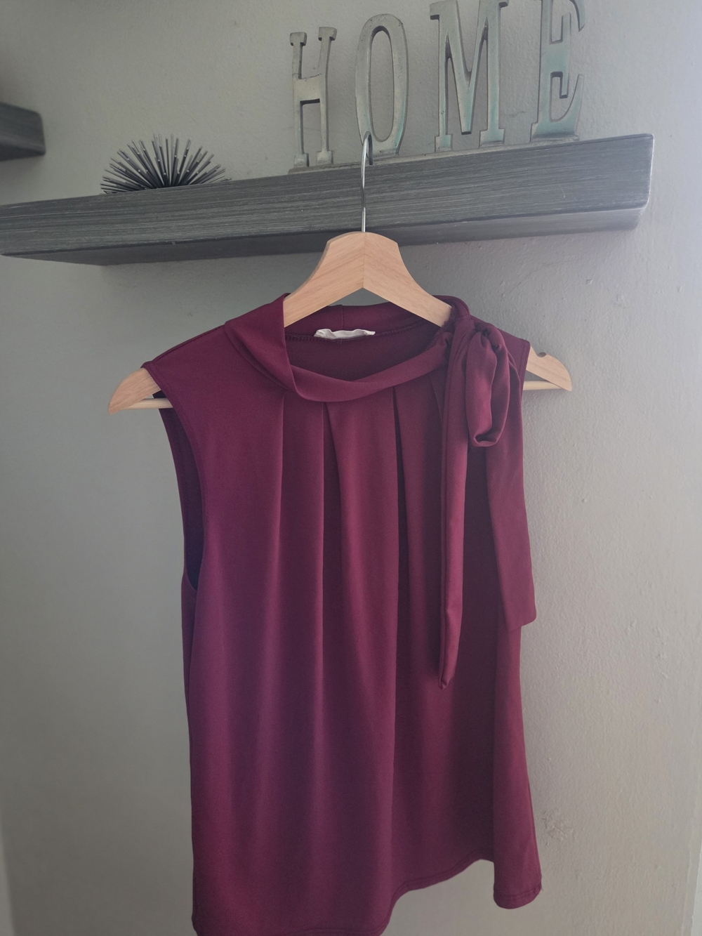 Sleeveless Bow-Neck Women’s Dress Top in Wine- Petite M